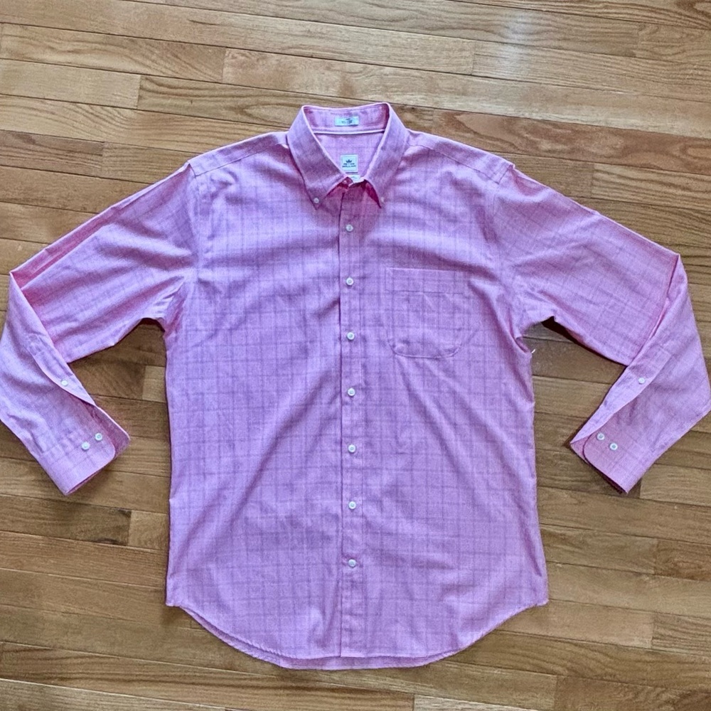 Peter Millar Men's Pink Plaid Dress Shirt size L‎